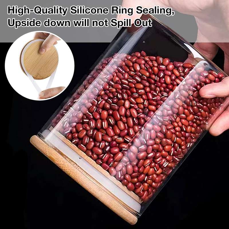 6 Pack 1.2L Glass Food Storage Container Jars With Bamboo Lids/Label/Marker