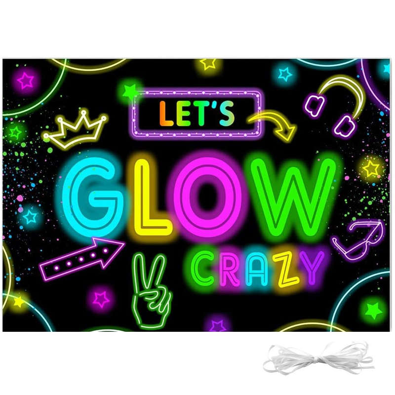 Glow In The Dark Party Decoration Banner Neon Photo Backdrop-2.1x1.5m