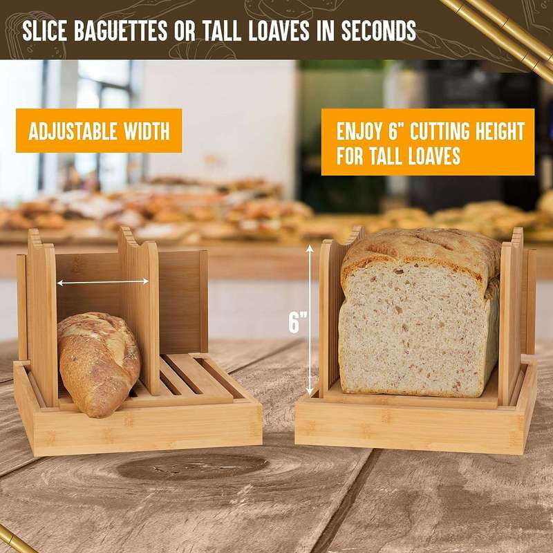 Bamboo Bread Slicer Set With Knife -Foldable