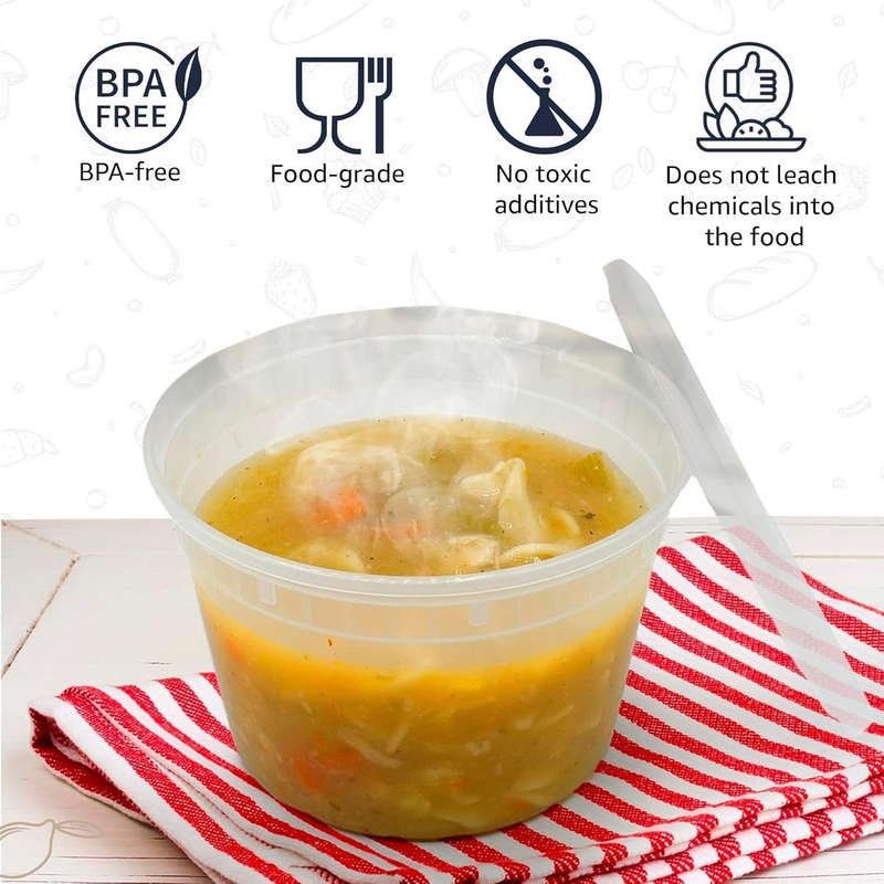 50-Pack Deli Food Storage Containers With Lids For Soup,Meal Prep-475ml