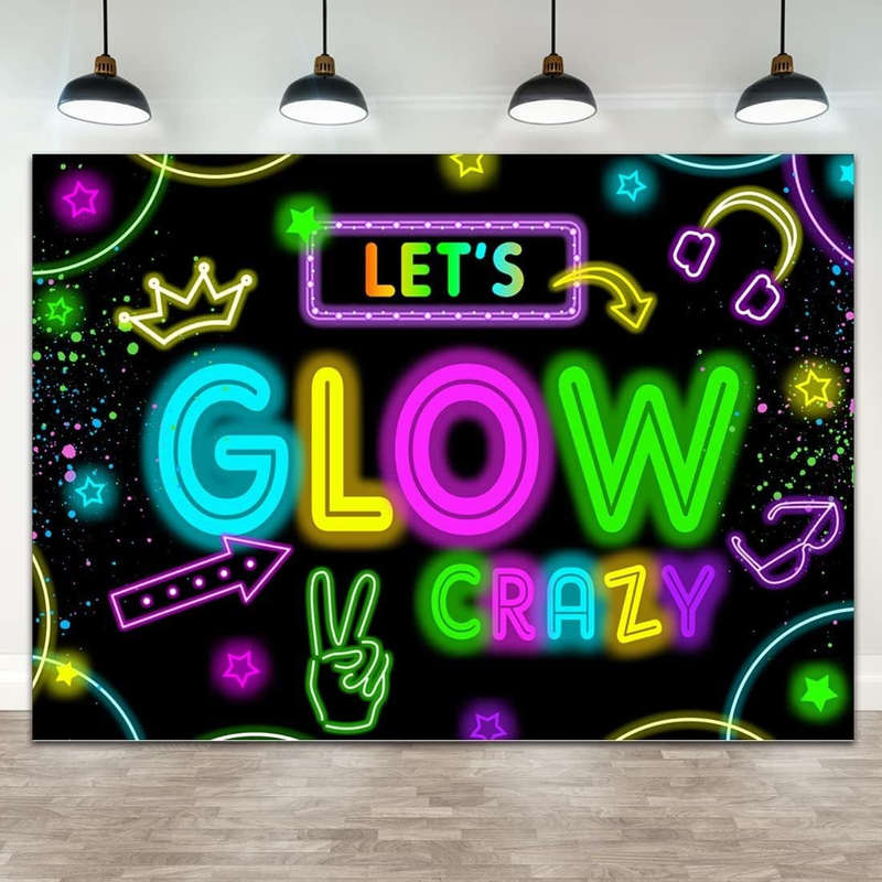 Glow In The Dark Party Decoration Banner Neon Photo Backdrop-2.1x1.5m