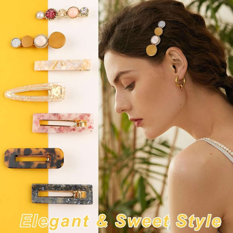 Pearls Resin Hair Clips and Barrettes Hairpins Accessories For Girls - 28 Piece