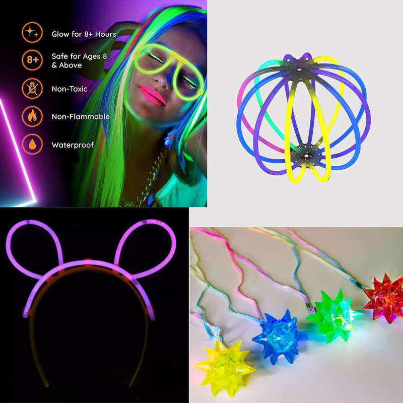 290 Pack Glow In The Dark Party Supplies Bulk LED Light Up Party Favor Toys