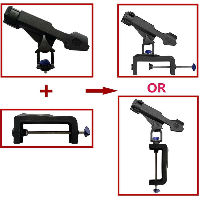2 Pack Boat Fishing Rod Holders 360 Adjustable With Large Clamp Opening