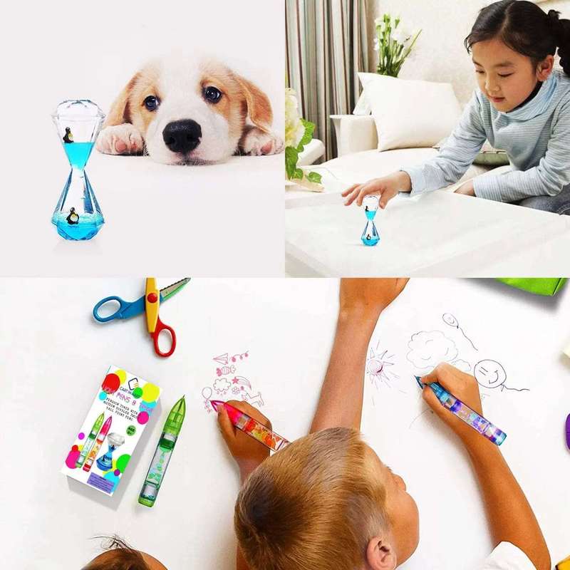 3 Pack Fidget Liquid Motion Bubbler Timer Pens
