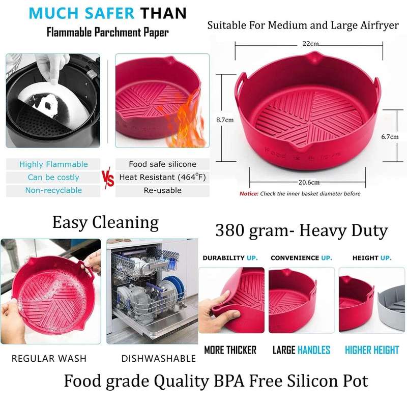 12 Pcs Silicone AirFryer Accessories & Pot Liner