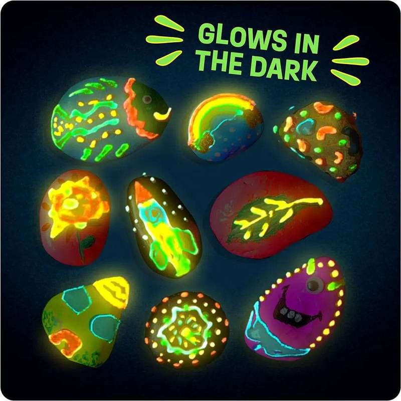 Kids Rock Painting Kit Art & Craft Set -Glow In Dark Paint
