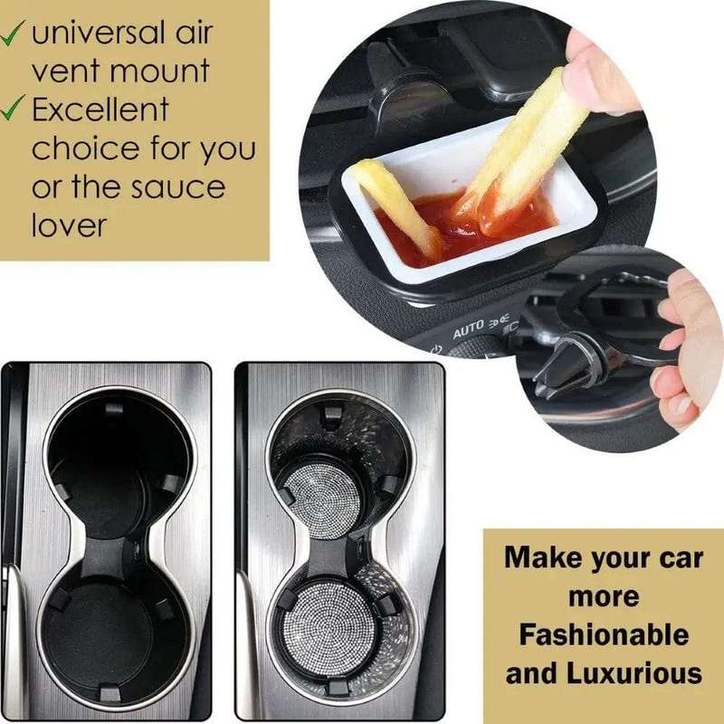4-Pcs Car Bling Cup Coaster & Ketchup Holder