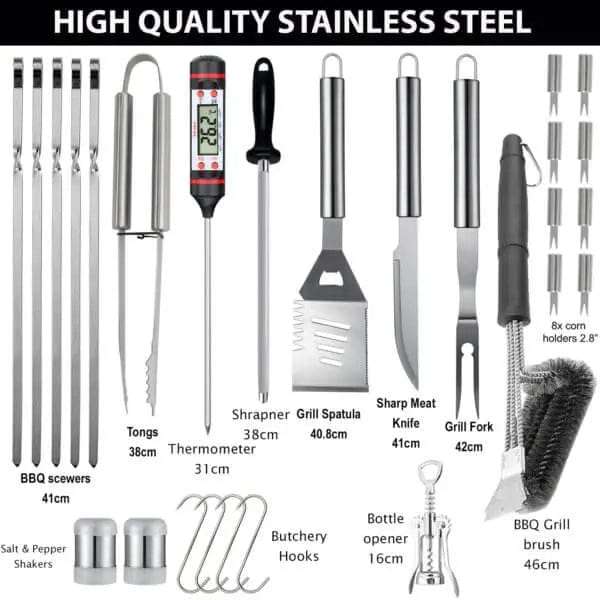40 Piece Braai Grilling Tools Set & BBQ Utensils