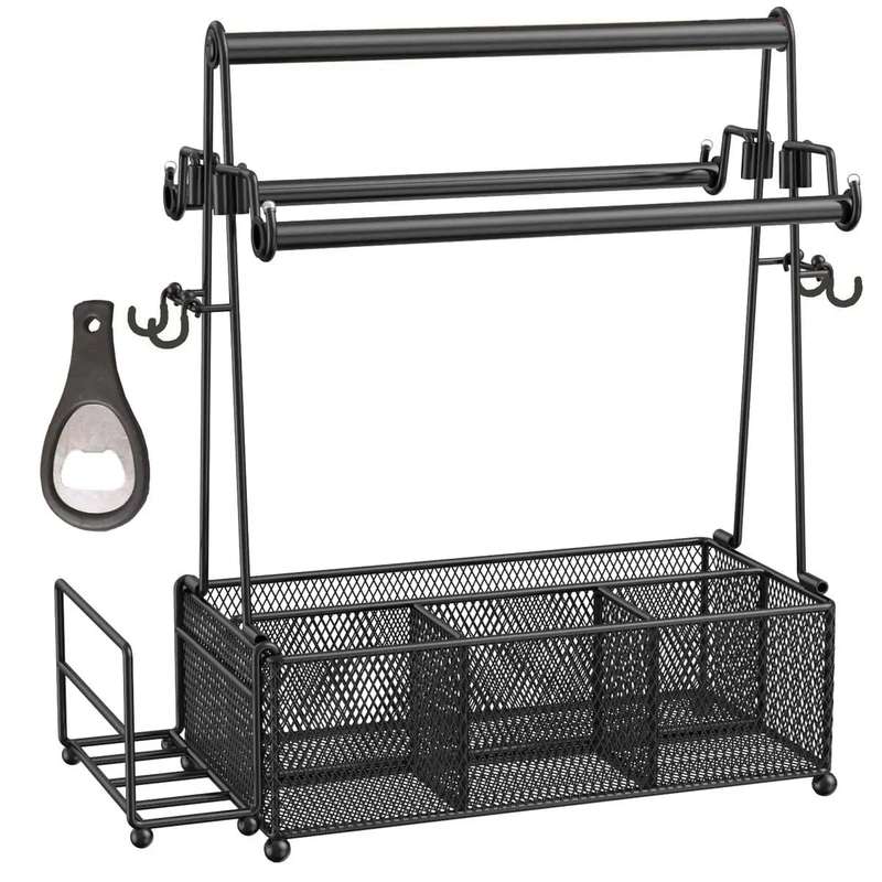 Utensils Organiser Caddy With Tissue Holder - Black