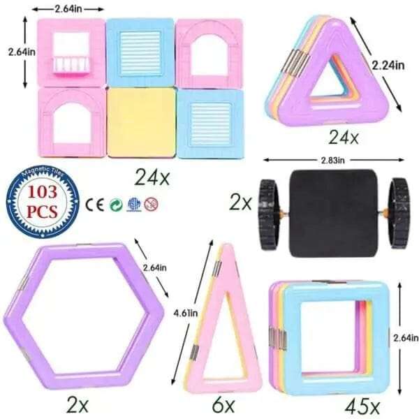 103 Piece Strong Magnetic Building Block Tiles