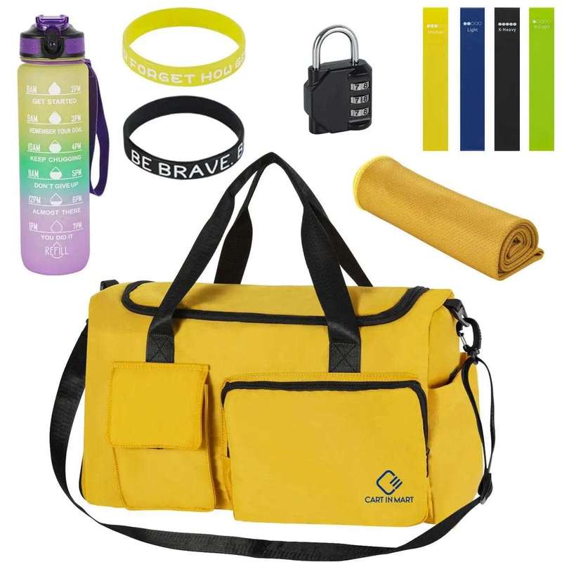 Unisex Gym Starter Kit: Duffel Bag, Bands, Bottle & More (10 Pcs)