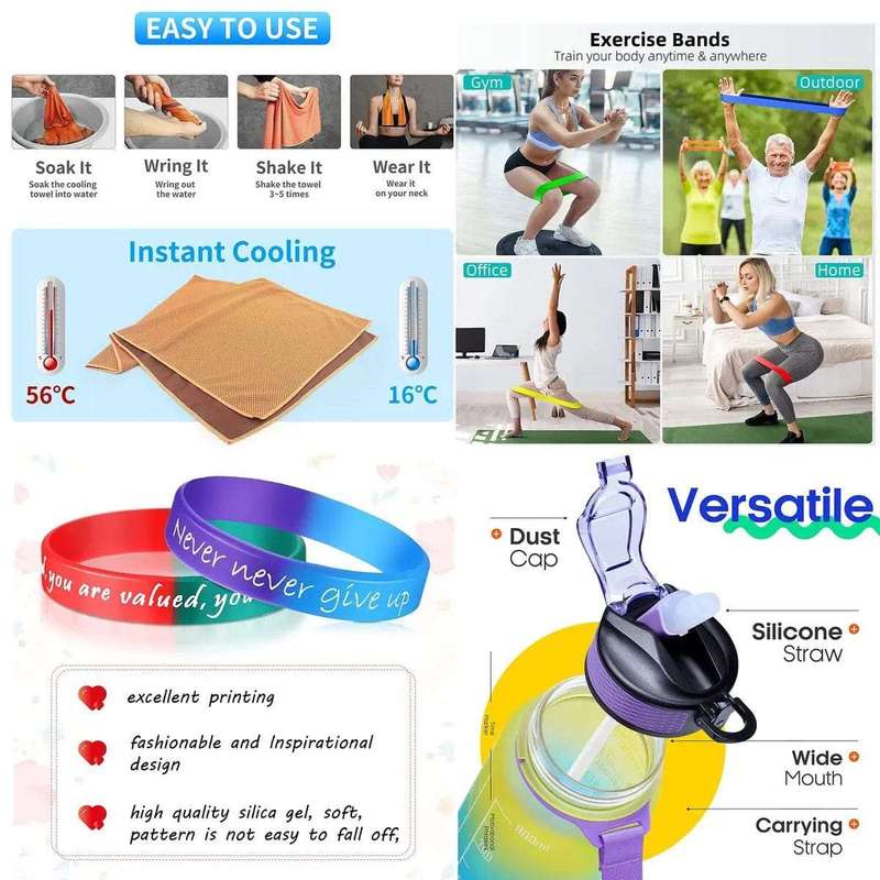 Unisex Gym Starter Kit: Duffel Bag, Bands, Bottle & More (10 Pcs)