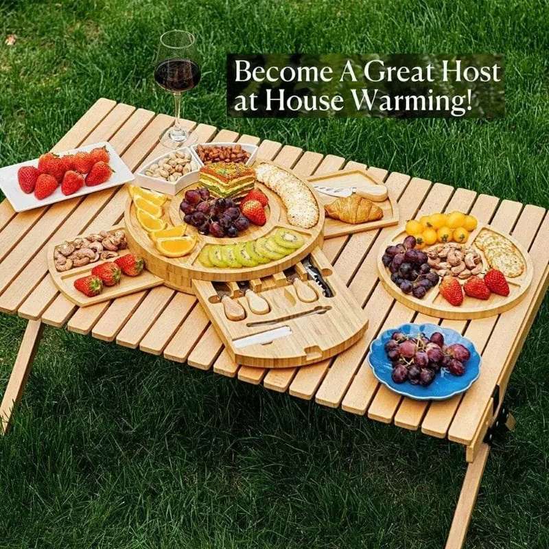 Cheese Board and Knife Set With Fruit Tray- Round