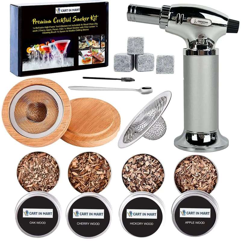 Cocktail Smoker Kit With Butane Torch & Stones