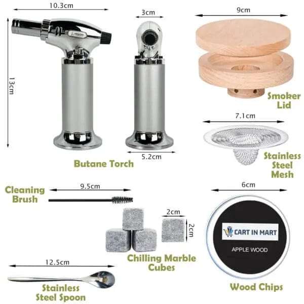 Cocktail Smoker Kit With Butane Torch & Stones