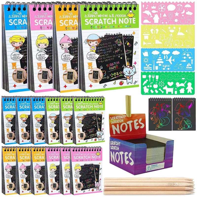 17 Pack Rainbow Scratch Art Paper Books Set
