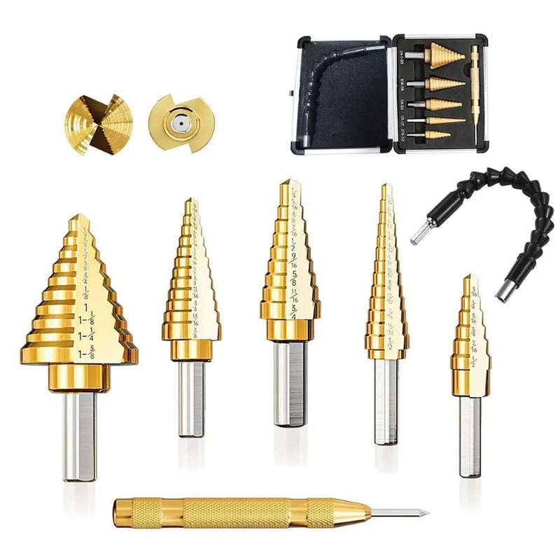 7 Piece High Speed Steel Step Drill Bit Set