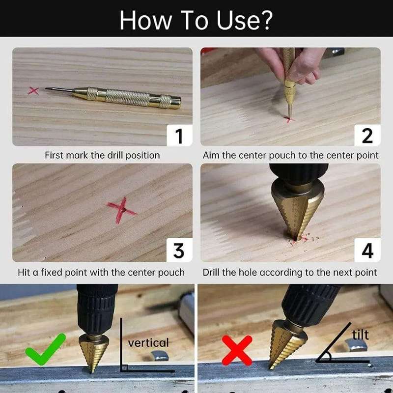 7 Piece High Speed Steel Step Drill Bit Set