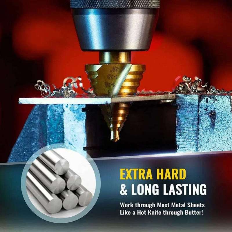 7 Piece High Speed Steel Step Drill Bit Set