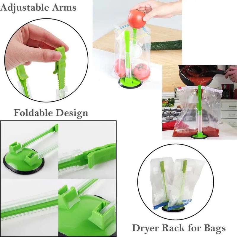 14 Pieces Reusable Food Storage Bags & Holder Set