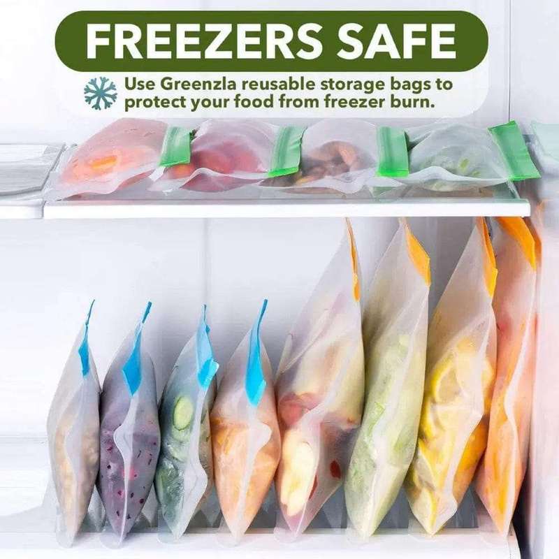 14 Pieces Reusable Food Storage Bags & Holder Set