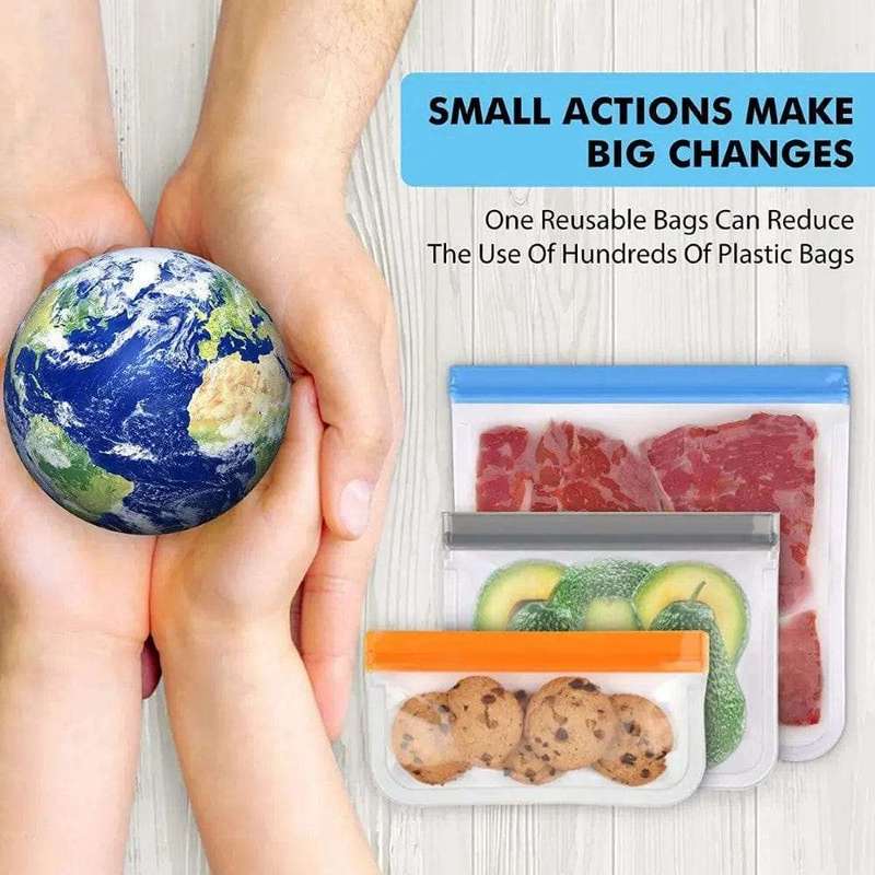 14 Pieces Reusable Food Storage Bags & Holder Set