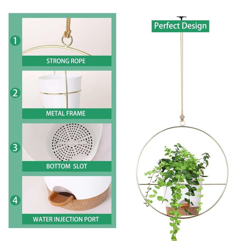 3 Pack Metal Hanging Planter With Pots