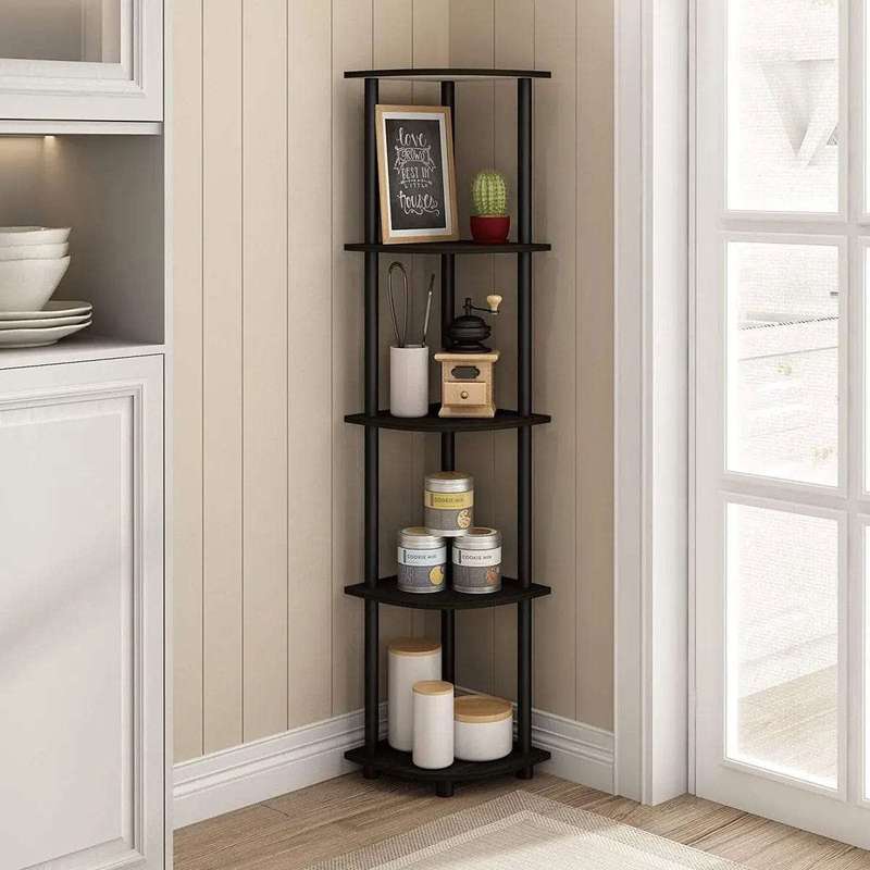 5 Tier Corner Shelf Display Stand - Espresso Black