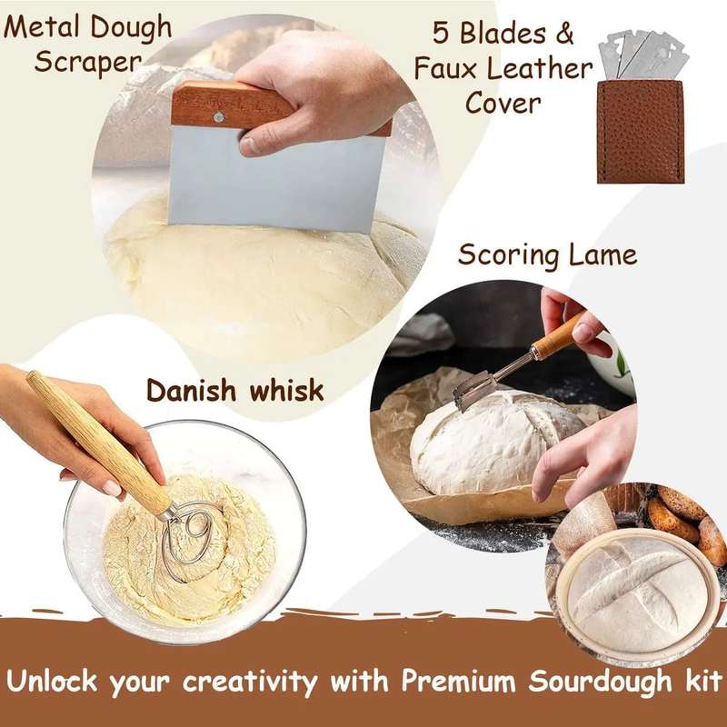21 Piece Bread Proofing Basket Sourdough Baking Kit