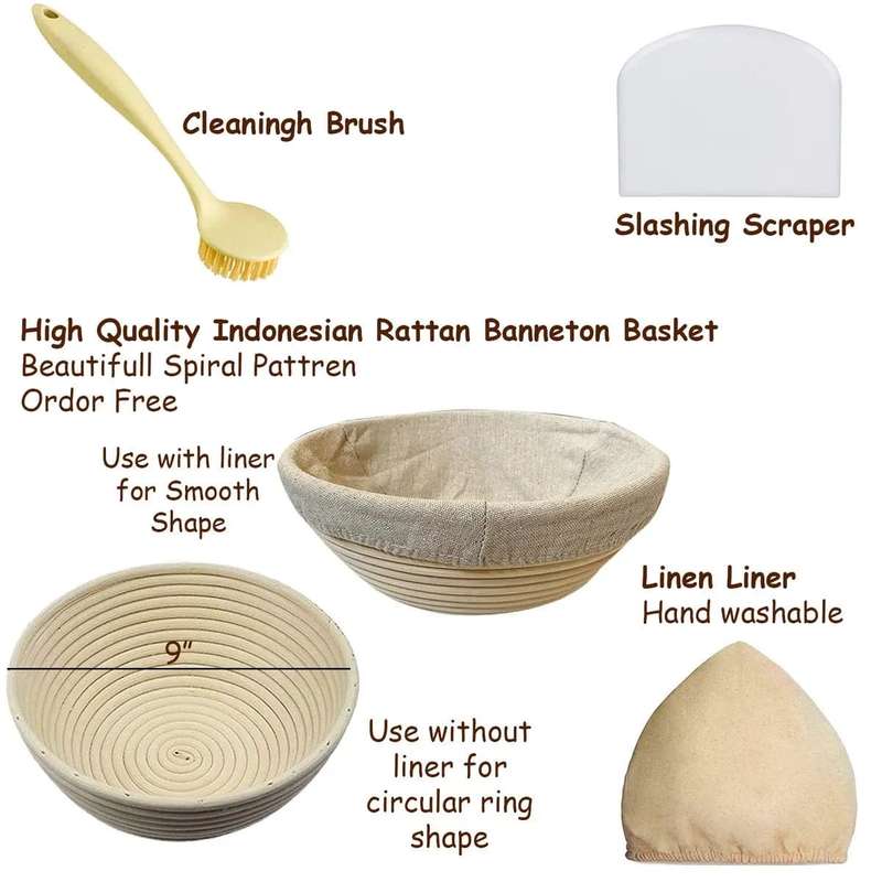 21 Piece Bread Proofing Basket Sourdough Baking Kit