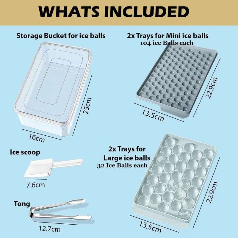 4 Pack Round Large and Mini Ice Cube Tray Set