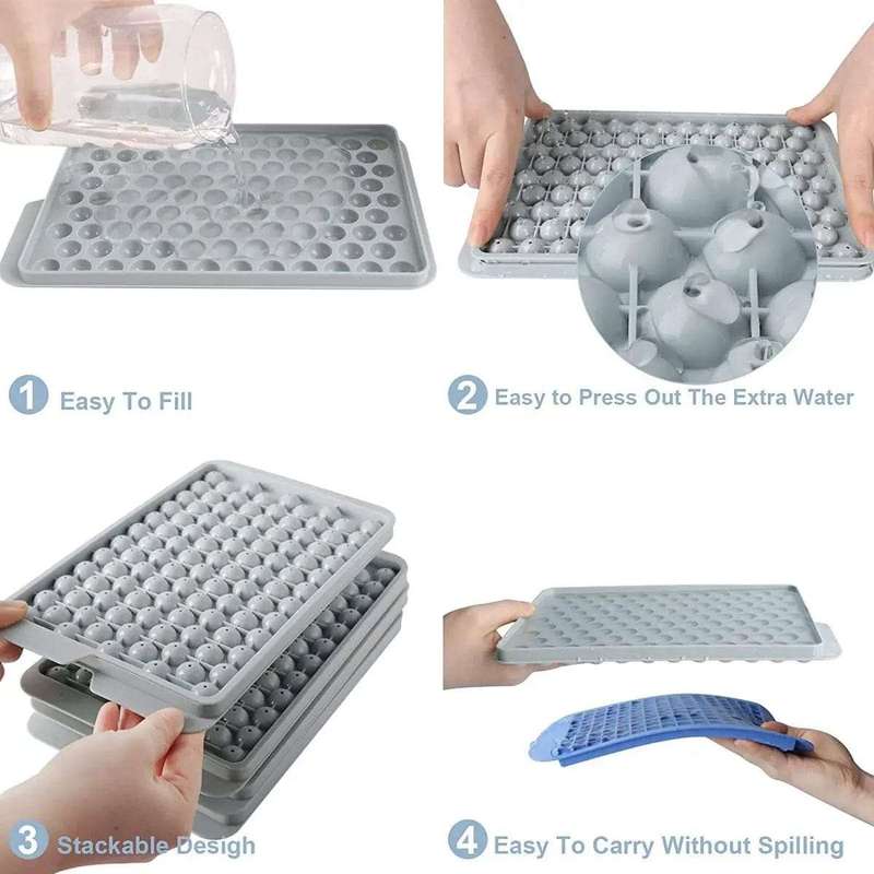 4 Pack Round Large and Mini Ice Cube Tray Set
