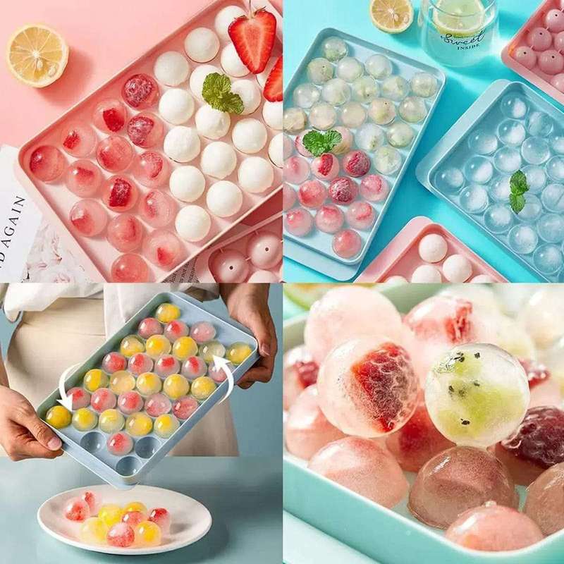 4 Pack Round Large and Mini Ice Cube Tray Set