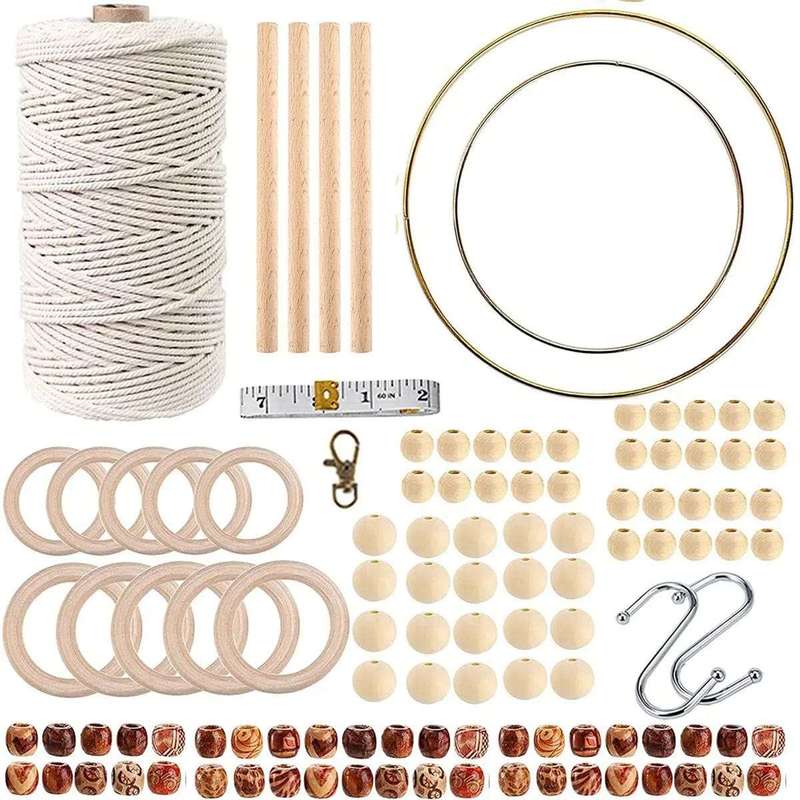 121 Pieces DIY Macrame Craft Kit with Cord & Beads