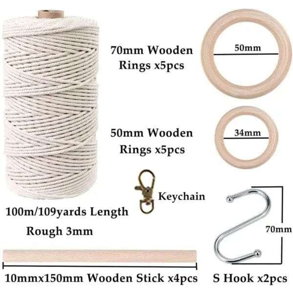 121 Pieces DIY Macrame Craft Kit with Cord & Beads