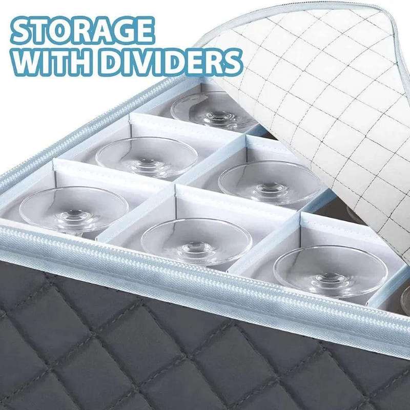 Glassware Storage Organiser Quilted Moving Packing Boxes- Holds 12 Wine Glasses