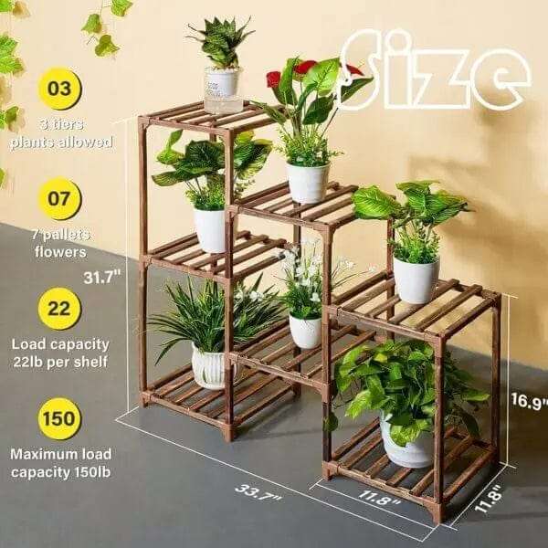 7 Potted DIY Wood Plant Stand For Indoor Outdoor