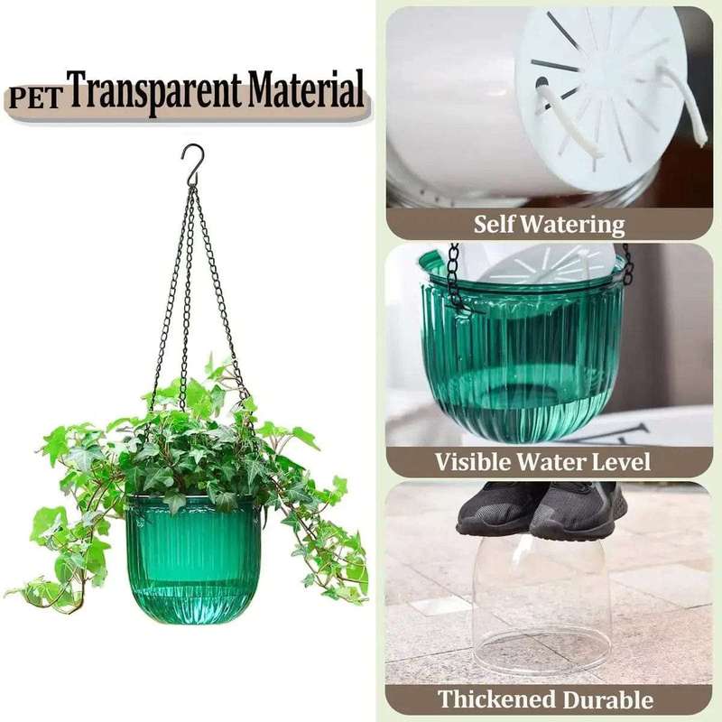 2 Pack Hanging Planters Flower Pots - Emerald