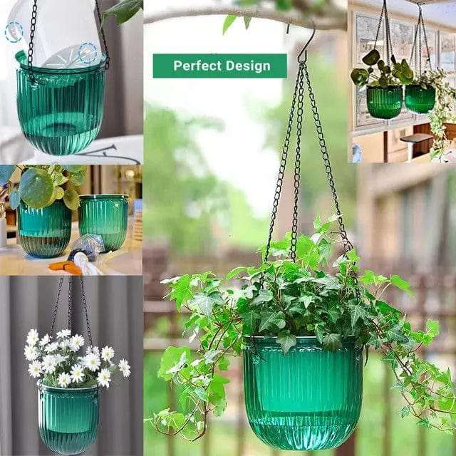 2 Pack Hanging Planters Flower Pots - Emerald
