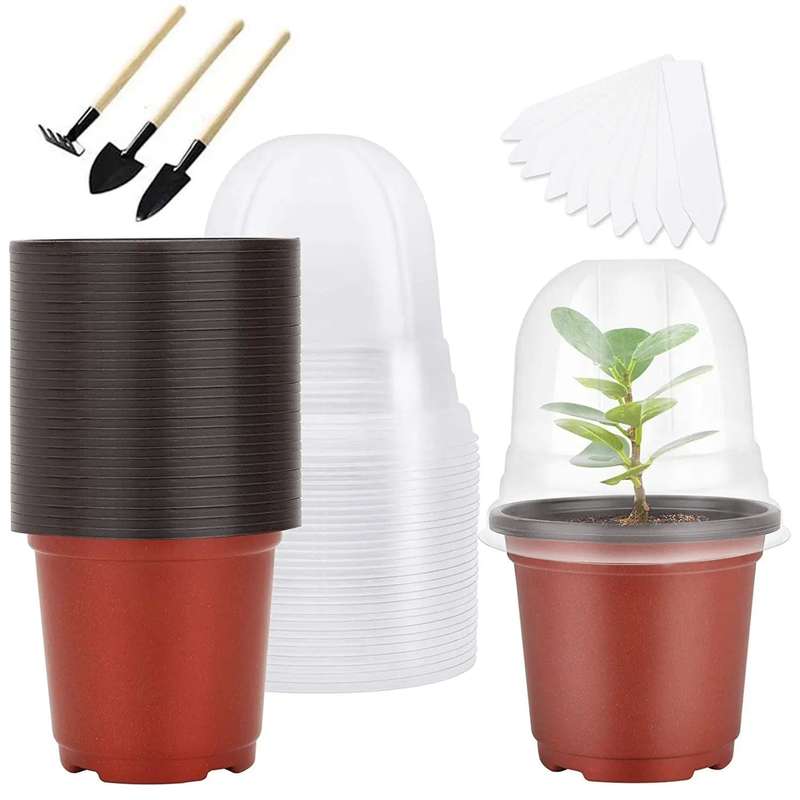30-Pack Plant Nursery Pots | Humidity Dome & Planter Labels |