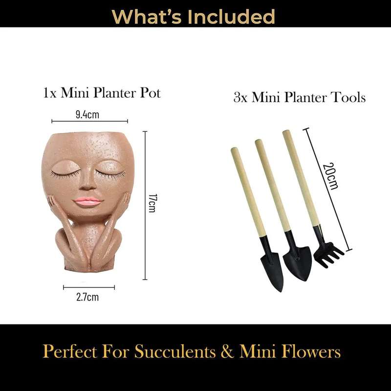 Face Flower Pot Head Succulent Planter- Mini