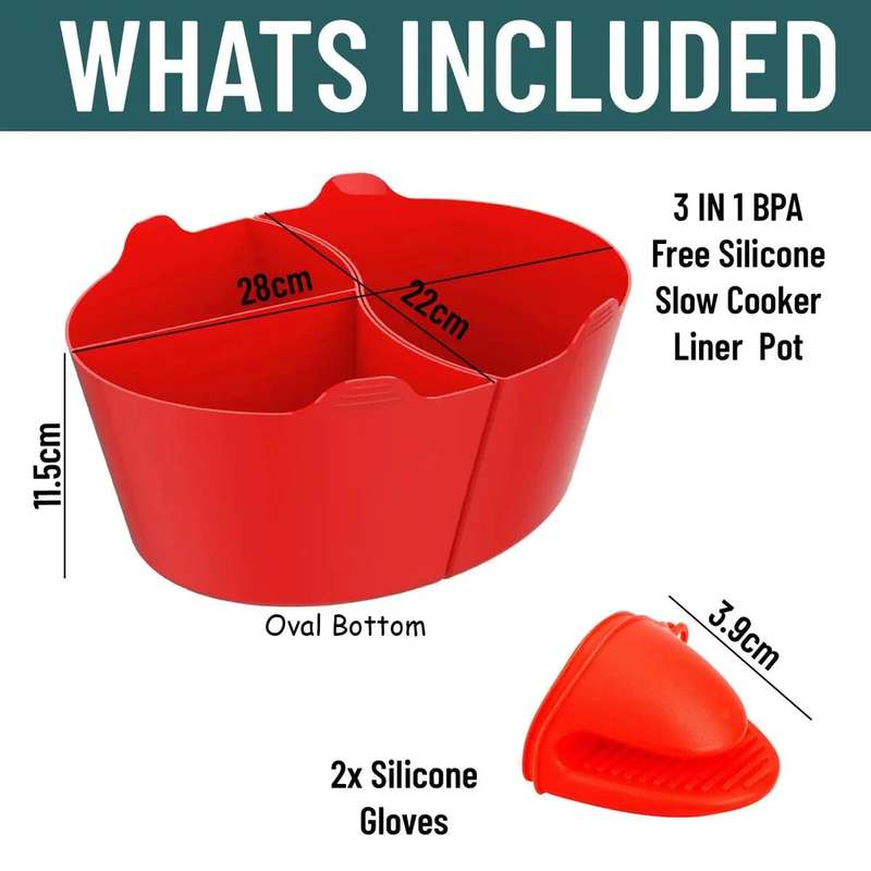 4 Pieces Silicone Slow Cooker Liner Pot & Gloves