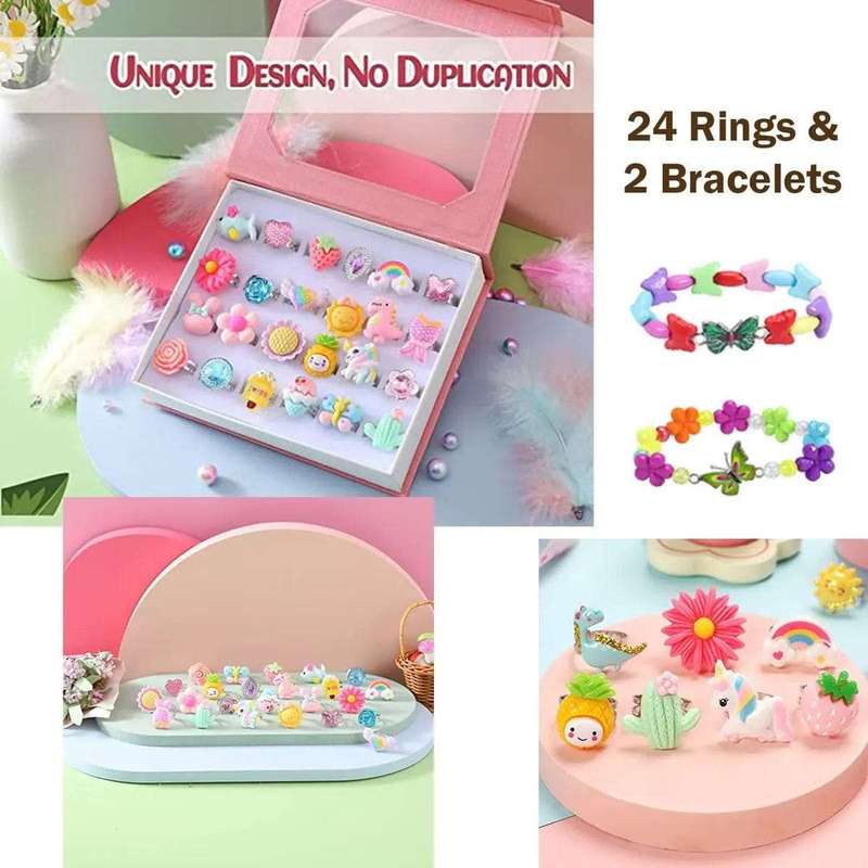 26 Piece Little Girl Rings & Bracelets - Pretend Play