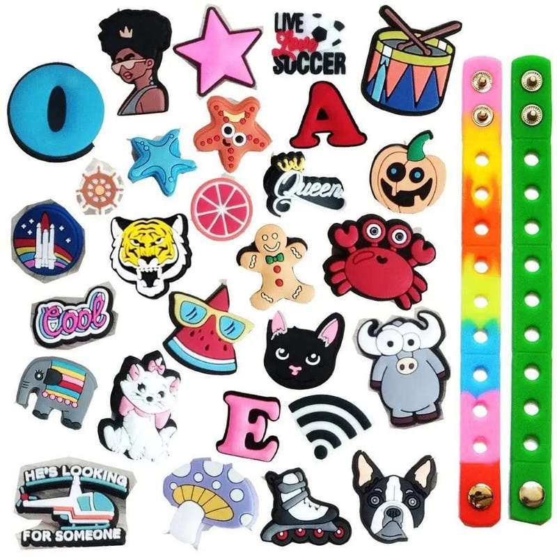 30 Piece Shoe Decoration Charms Stickers & Bracelets