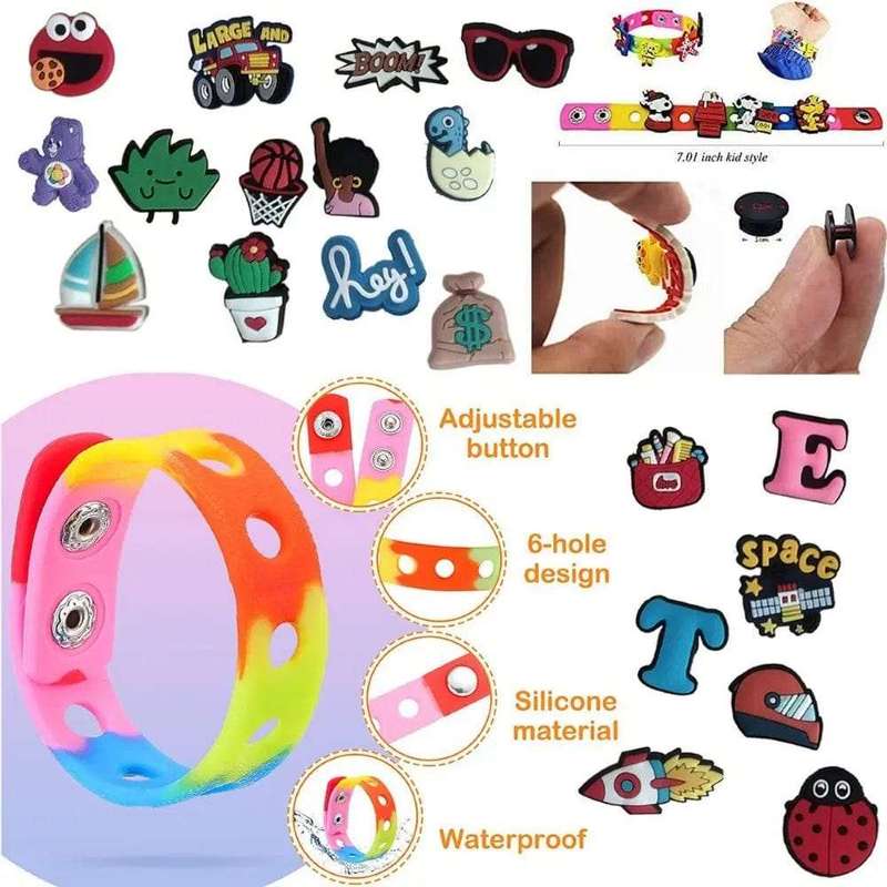 50 Piece Shoe Decoration Charms Stickers & Bracelets
