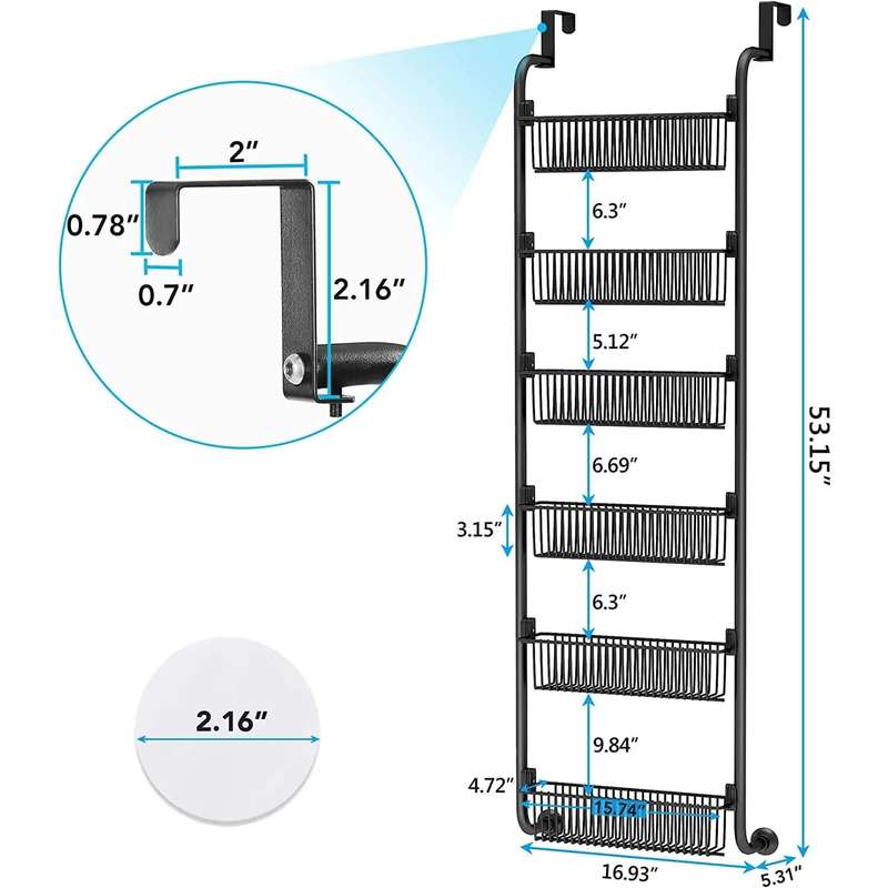 6 Tier Over The Door Hanging Spice Rack Organiser