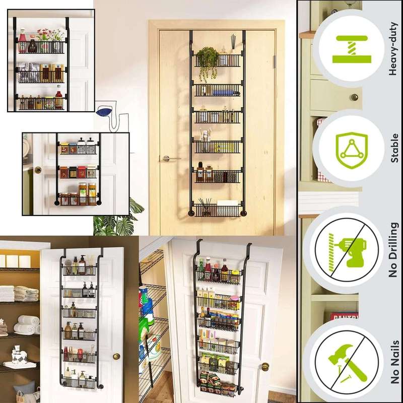 6 Tier Over The Door Hanging Spice Rack Organiser