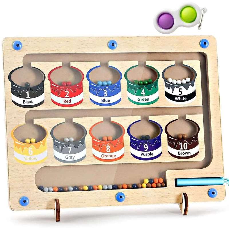 Magnetic Color & Number Maze Wooden Toddler Toys