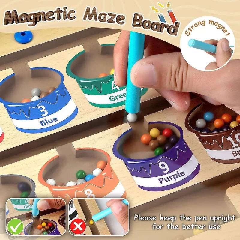 Magnetic Color & Number Maze Wooden Toddler Toys